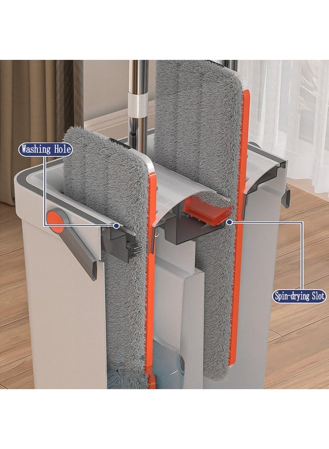 Flat Mop and Bucket System - Home Wringer Set for Floor & Wall Cleaning, with 6 Reusable Microfiber Pads - Image 5